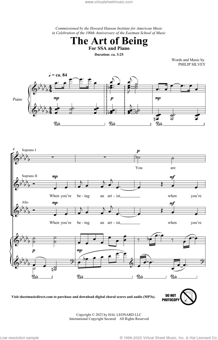 The Art Of Being sheet music for choir (SSA: soprano, alto) by Philip E. Silvey, intermediate skill level
