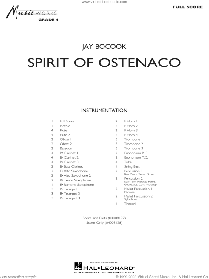 Spirit Of Ostenaco (COMPLETE) sheet music for concert band by Jay Bocook, intermediate skill level
