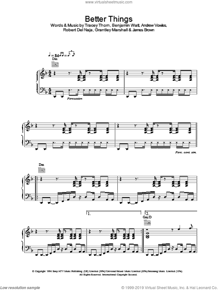 Better Things sheet music for voice, piano or guitar by Massive Attack, intermediate skill level