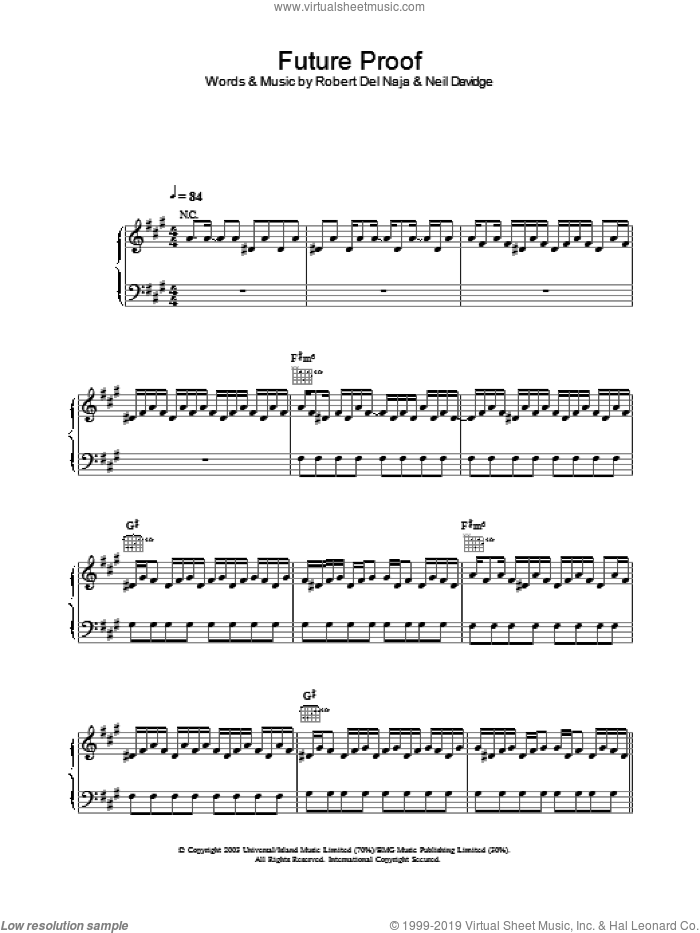 Future Proof sheet music for voice, piano or guitar by Massive Attack, intermediate skill level