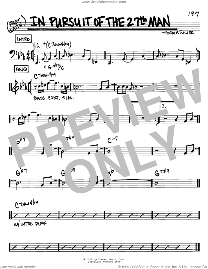In Pursuit Of The 27th Man sheet music for voice and other instruments (in C) by Horace Silver, intermediate skill level