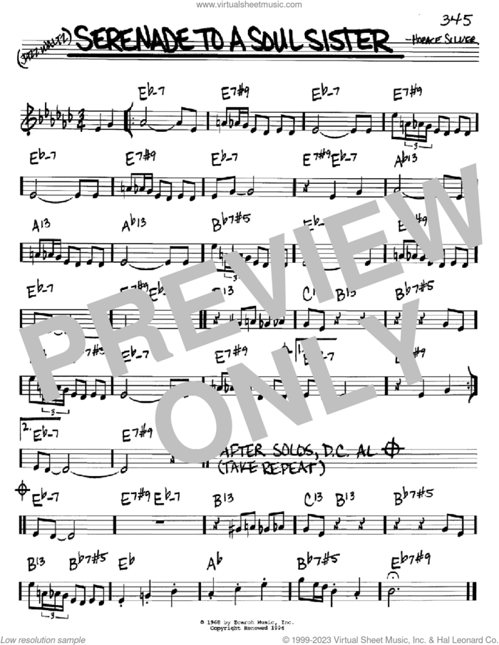 Serenade To A Soul Sister sheet music for voice and other instruments (in C) by Horace Silver, intermediate skill level