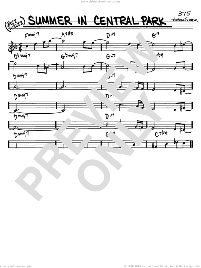 Summer In Central Park sheet music for voice and other instruments (in C) by Horace Silver, intermediate skill level