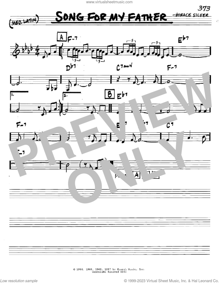 Song For My Father sheet music for voice and other instruments (in C) by Horace Silver, intermediate skill level