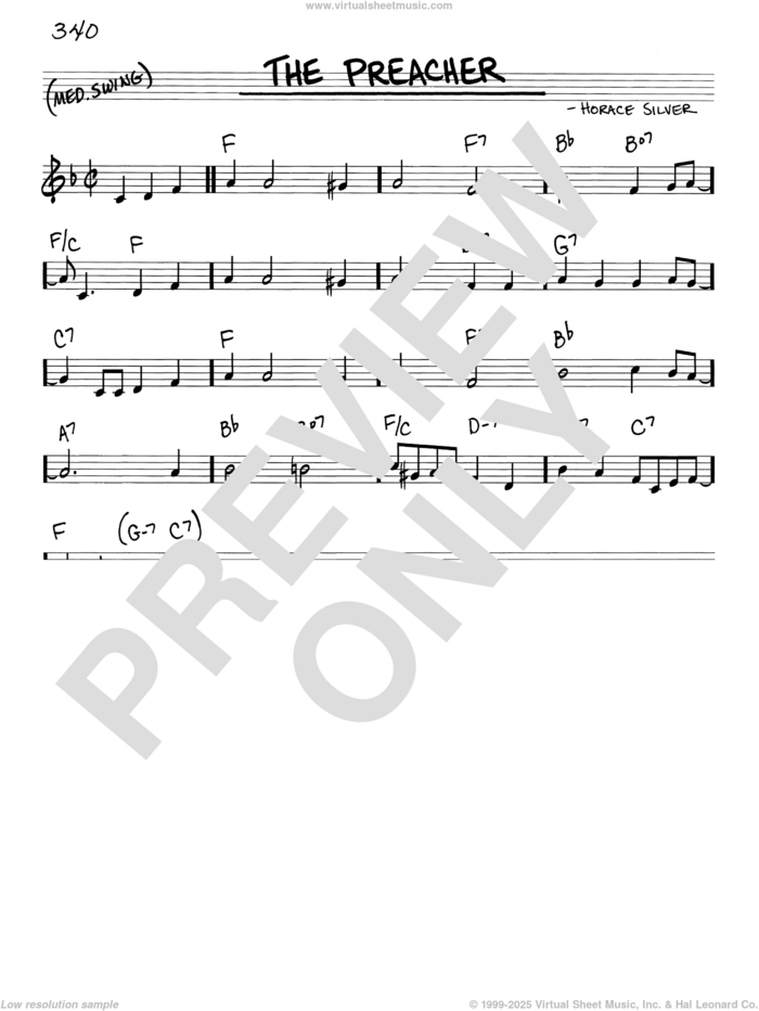 The Preacher sheet music for voice and other instruments (real book) by Horace Silver, intermediate skill level