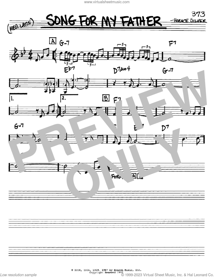 Song For My Father sheet music for voice and other instruments (in Bb) by Horace Silver, intermediate skill level