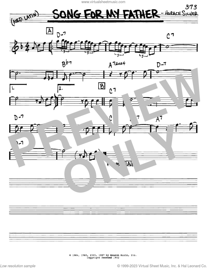 Song For My Father sheet music for voice and other instruments (in Eb) by Horace Silver, intermediate skill level