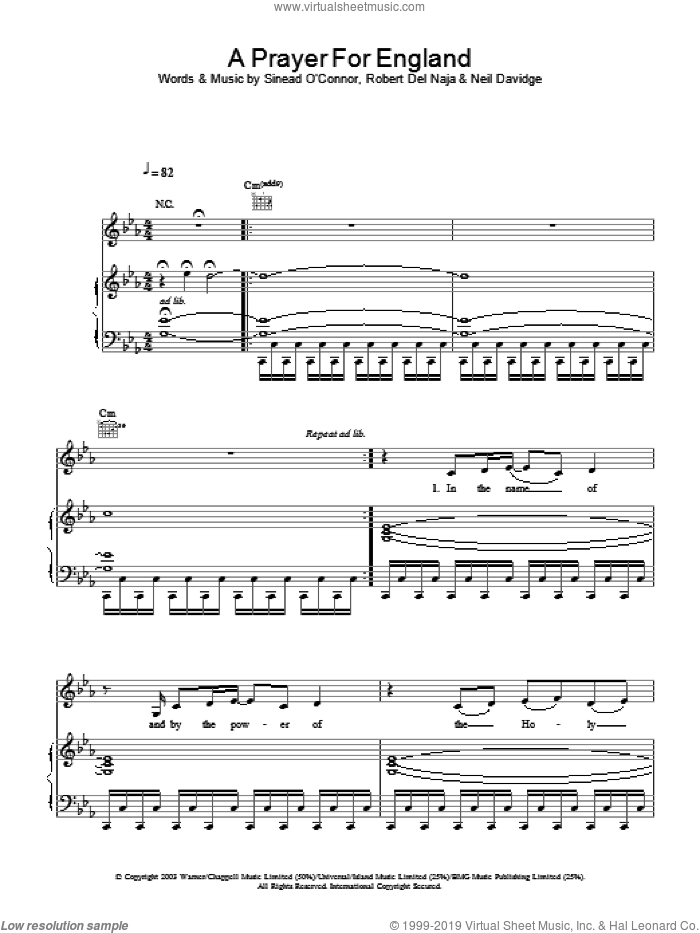 A Prayer For England sheet music for voice, piano or guitar by Massive Attack, intermediate skill level