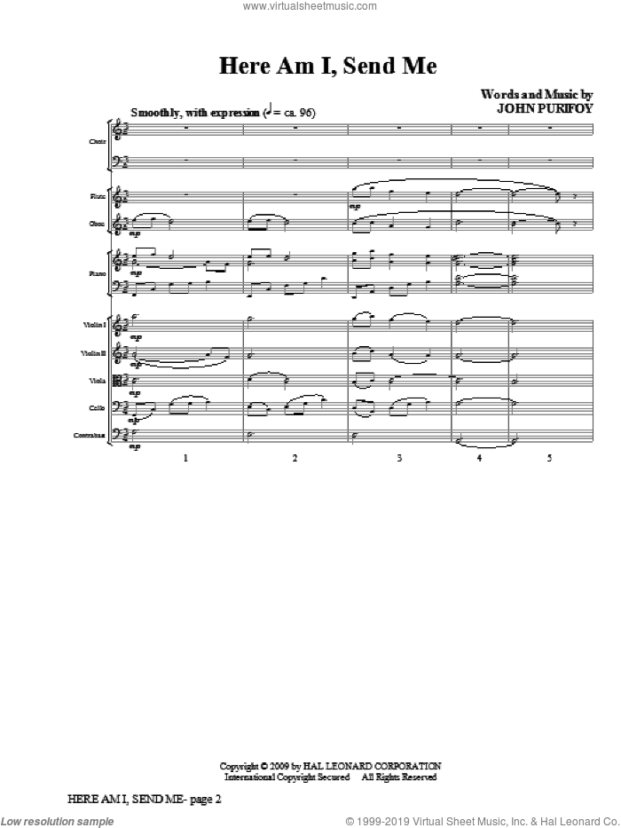 Here Am I, Send Me (COMPLETE) sheet music for orchestra/band by John Purifoy, intermediate skill level
