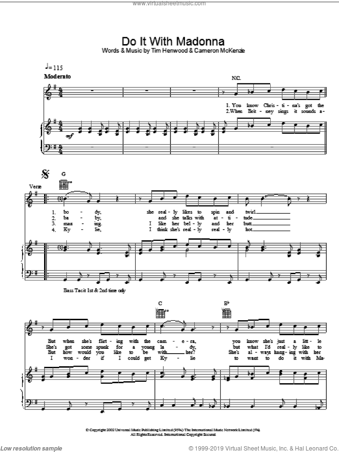 Do It With Madonna sheet music for voice, piano or guitar by The Androids, intermediate skill level
