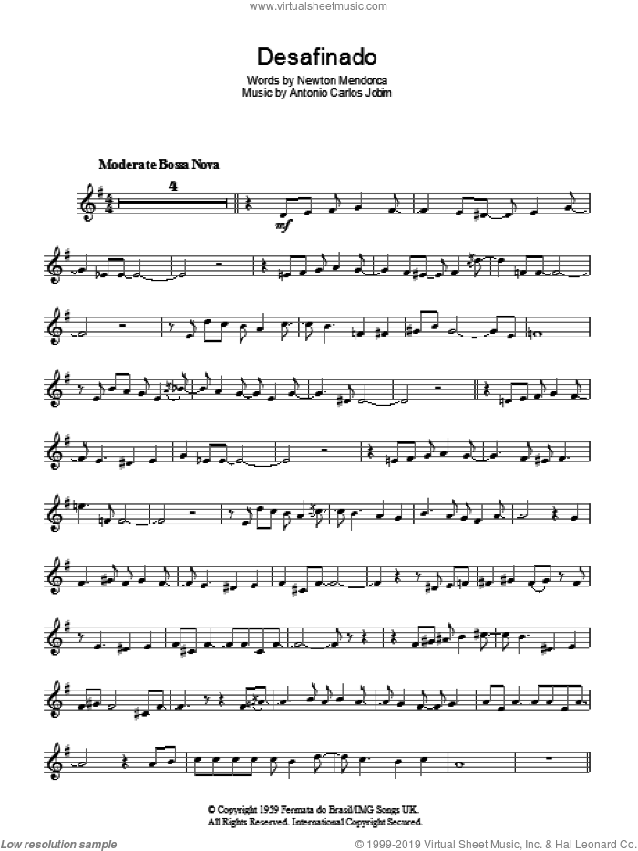 Desafinado (Slightly Out Of Tune) sheet music for voice and other instruments (fake book) by Antonio Carlos Jobim and Newton Mendonca, intermediate skill level