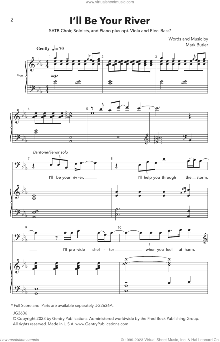 I'll Be Your River sheet music for choir (SATB: soprano, alto, tenor, bass) by Mark Butler, intermediate skill level