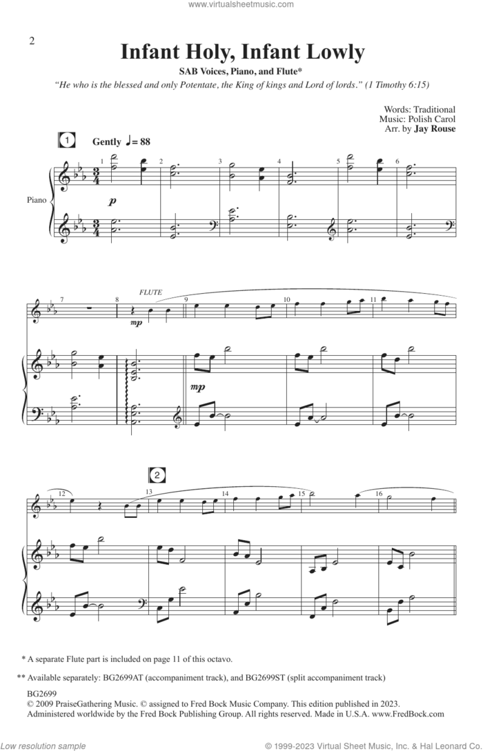 Infant Holy, Infant Lowly (arr. Jay Rouse) sheet music for choir (SATB: soprano, alto, tenor, bass)  and Jay Rouse, intermediate skill level