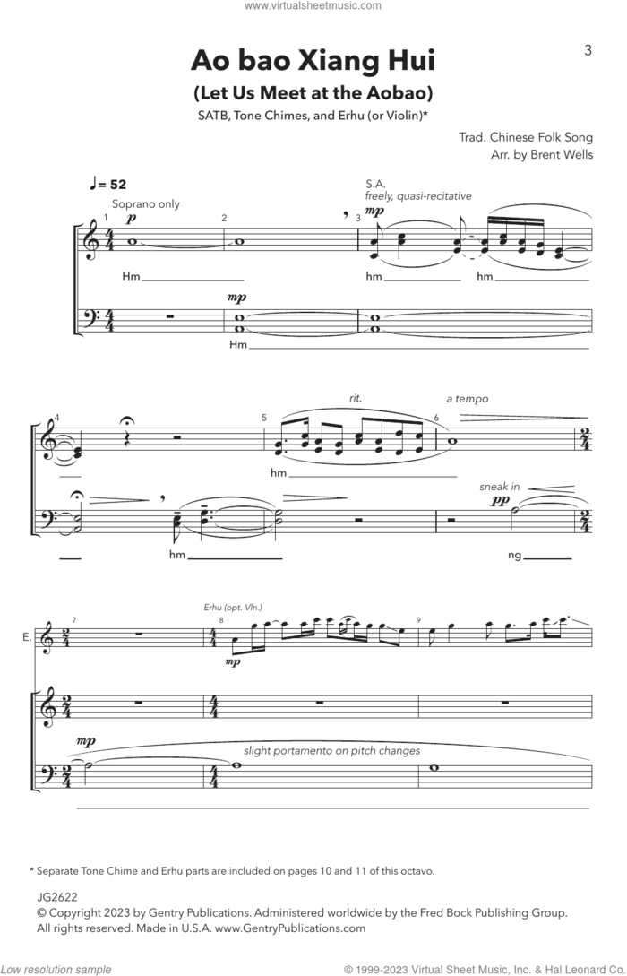 Ao Bao Xiang Hui (Let Us Meet at the Aobao) (arr. Brent Wells) sheet music for choir (SATB: soprano, alto, tenor, bass) by Traditional Chinese Folk Song and Brent Wells, intermediate skill level