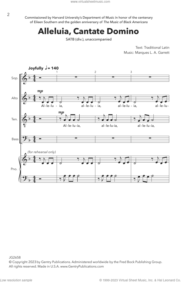 Alleluia, Cantate Domino sheet music for choir (SATB Divisi) by Marques L.A. Garrett and Miscellaneous, intermediate skill level