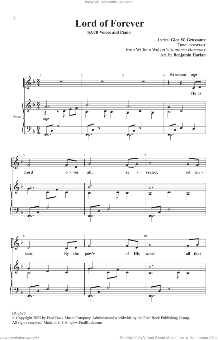 Lord of Forever sheet music for choir (SATB: soprano, alto, tenor, bass) by Benjamin Harlan, intermediate skill level