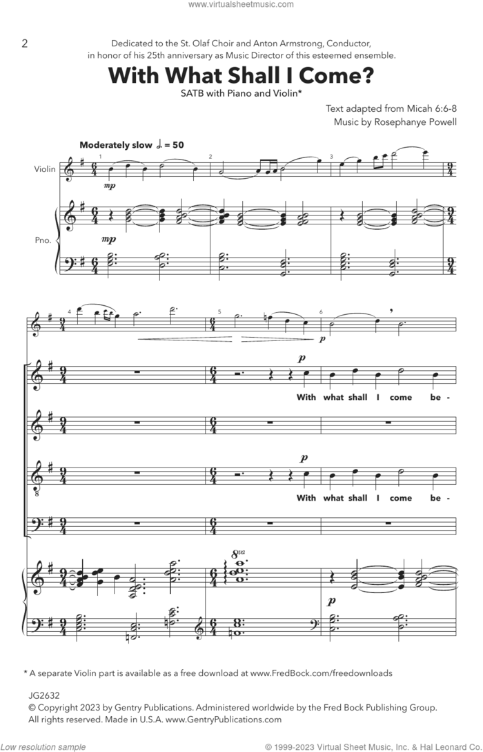 With What Shall I Come? sheet music for choir (SATB: soprano, alto, tenor, bass) by Rosephanye Powell, intermediate skill level