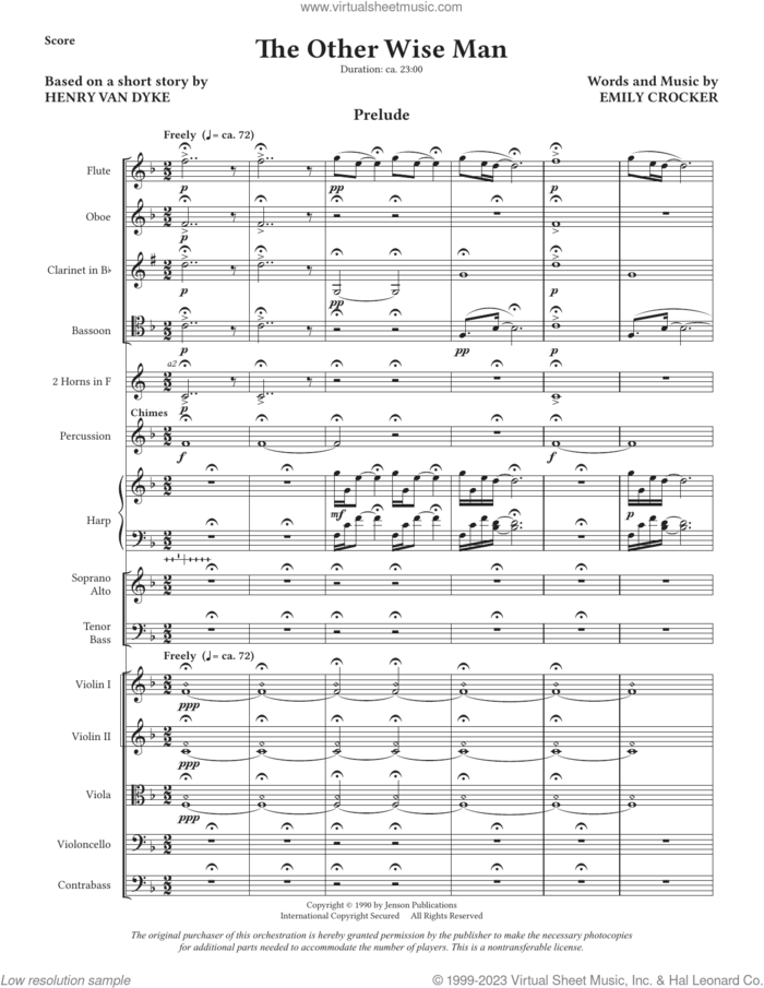 The Other Wise Man (COMPLETE) sheet music for orchestra/band by Emily Crocker, intermediate skill level