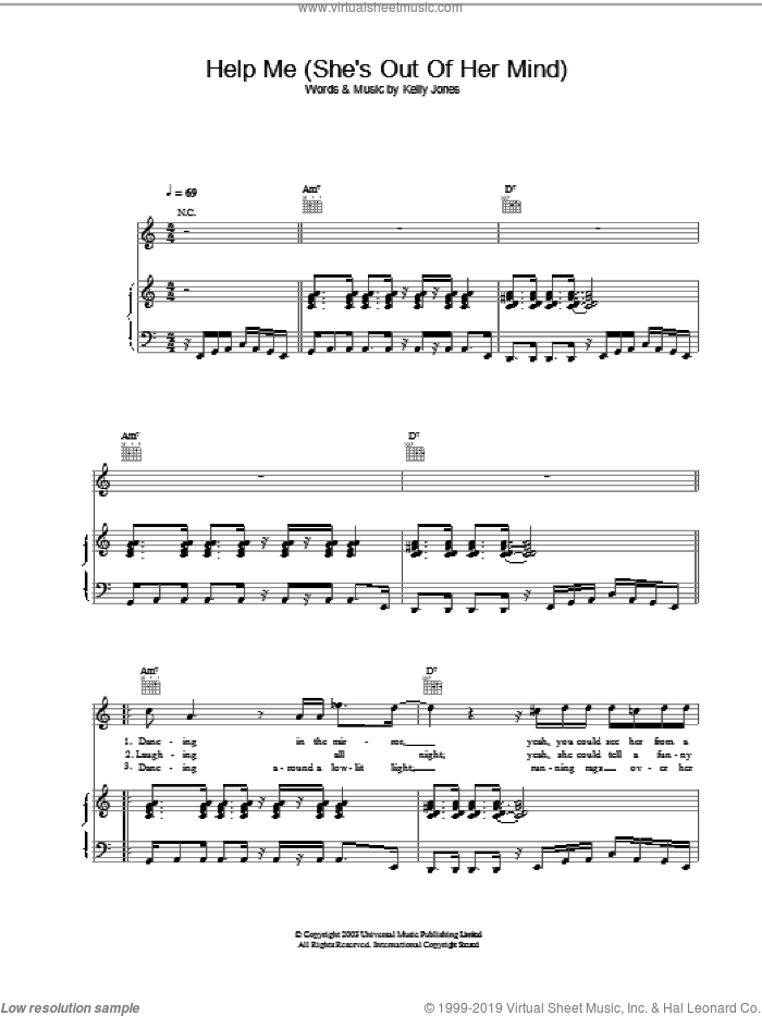 Help Me (She's Out Of Her Mind) sheet music for voice, piano or guitar by Stereophonics, intermediate skill level