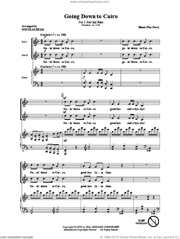 Going Down To Cairo sheet music for choir (2-Part) by Douglas Beam, intermediate duet