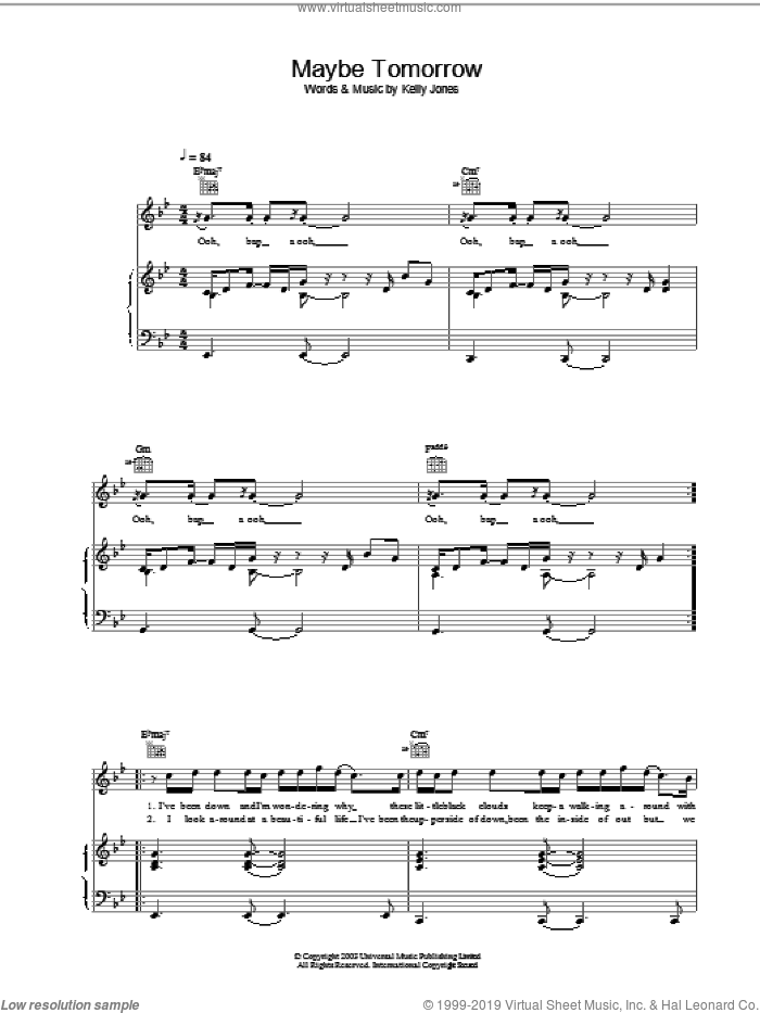 Maybe Tomorrow sheet music for voice, piano or guitar by Stereophonics, intermediate skill level