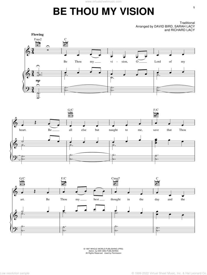 Be Thou My Vision sheet music for voice, piano or guitar by Eden's Bridge, David Bird, Richard Lacy and Sarah Lacy, intermediate skill level
