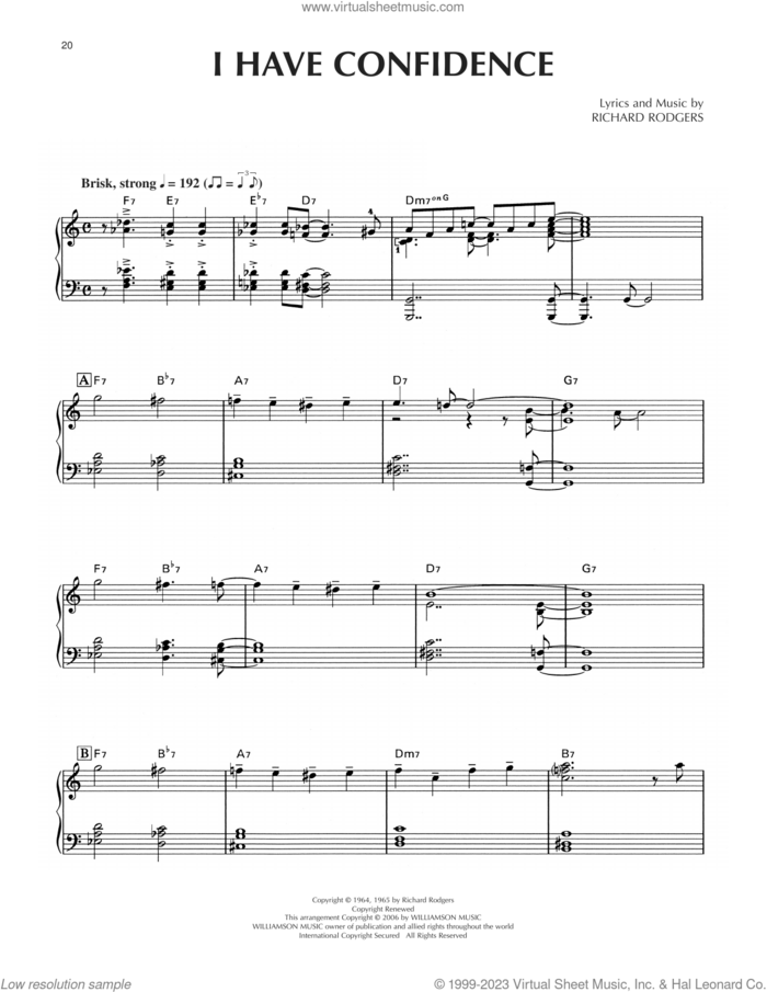 I Have Confidence [Jazz version] (from The Sound Of Music) sheet music for piano solo by Rodgers & Hammerstein, Oscar II Hammerstein and Richard Rodgers, intermediate skill level