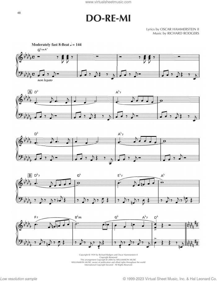 Do-Re-Mi [Jazz version] (from The Sound Of Music) sheet music for piano solo by Rodgers & Hammerstein, Oscar II Hammerstein and Richard Rodgers, intermediate skill level