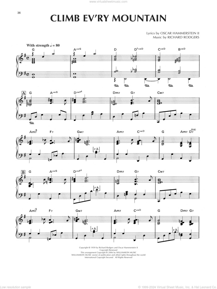 Climb Ev'ry Mountain [Jazz version] (from The Sound Of Music) sheet music for piano solo by Rodgers & Hammerstein, Oscar II Hammerstein and Richard Rodgers, intermediate skill level