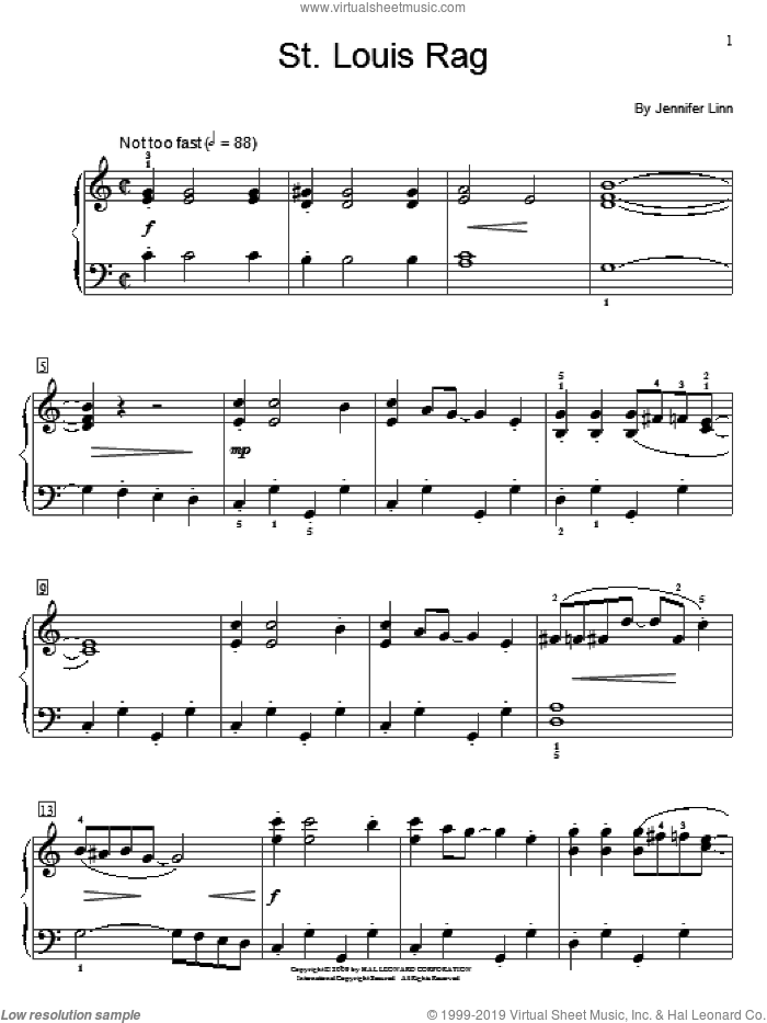 St. Louis Rag sheet music for piano solo (elementary) by Jennifer Linn and Miscellaneous, beginner piano (elementary)