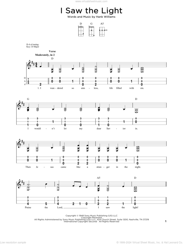 I Saw The Light (arr. Steven B. Eulberg) sheet music for dulcimer solo by Hank Williams and Steven B. Eulberg, intermediate skill level