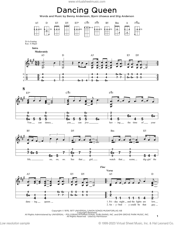 Dancing Queen (arr. Steven B. Eulberg) sheet music for dulcimer solo by ABBA, Steven B. Eulberg, Benny Andersson, Bjorn Ulvaeus and Stig Anderson, intermediate skill level