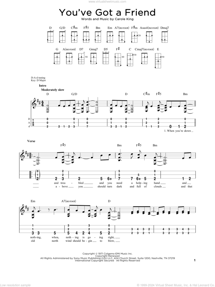 You've Got A Friend (arr. Steven B. Eulberg) sheet music for dulcimer solo by Carole King, Steven B. Eulberg and James Taylor, intermediate skill level