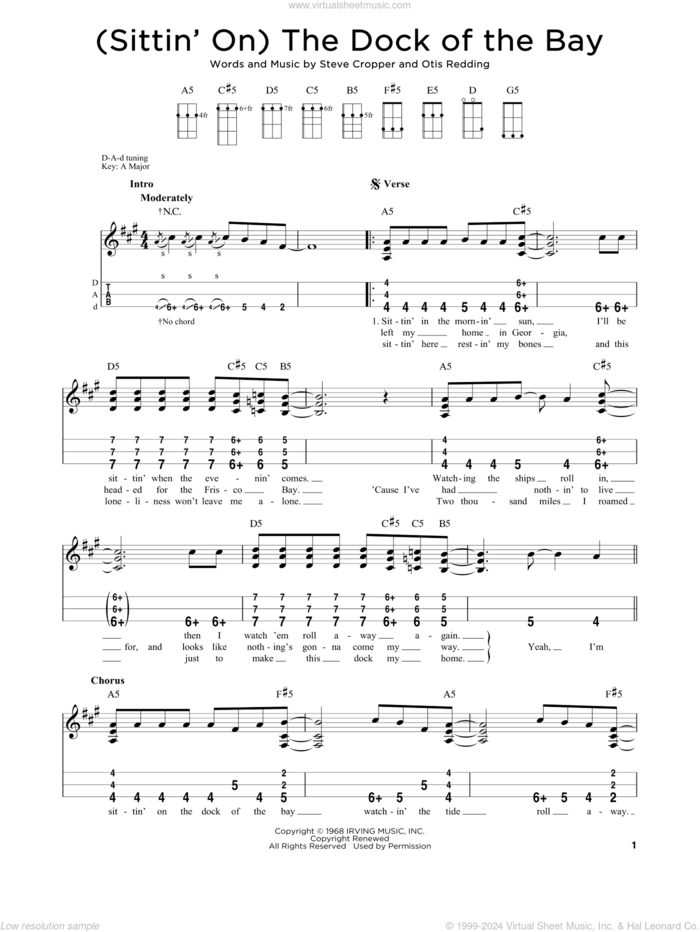 (Sittin' On) The Dock Of The Bay (arr. Steven B. Eulberg) sheet music for dulcimer solo by Otis Redding, Steven B. Eulberg and Steve Cropper, intermediate skill level