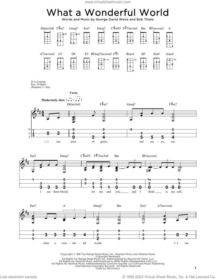 What A Wonderful World (arr. Steven B. Eulberg) sheet music for dulcimer solo by Louis Armstrong, Steven B. Eulberg, Bob Thiele and George David Weiss, intermediate skill level