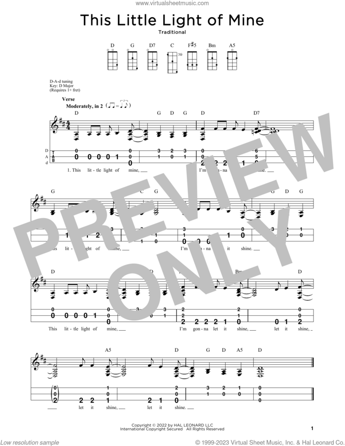 This Little Light Of Mine (arr. Steven B. Eulberg) sheet music for dulcimer solo  and Steven B. Eulberg, intermediate skill level