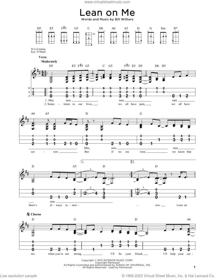 Lean On Me (arr. Steven B. Eulberg) sheet music for dulcimer solo by Bill Withers and Steven B. Eulberg, intermediate skill level