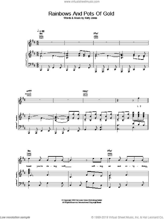 Rainbows And Pots Of Gold sheet music for voice, piano or guitar by Stereophonics, intermediate skill level