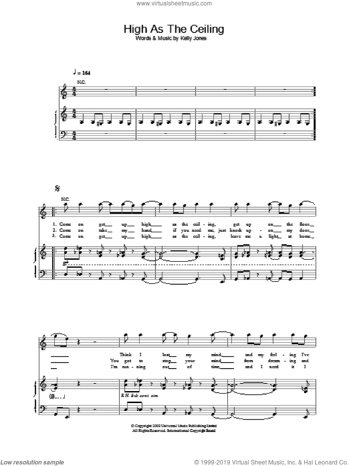 High As The Ceiling sheet music for voice, piano or guitar by Stereophonics, intermediate skill level