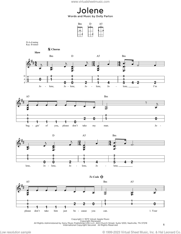 Jolene (arr. Steven B. Eulberg) sheet music for dulcimer solo by Dolly Parton and Steven B. Eulberg, intermediate skill level