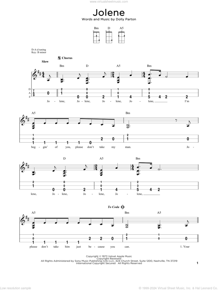 Jolene (arr. Steven B. Eulberg) sheet music for dulcimer solo by Dolly Parton and Steven B. Eulberg, intermediate skill level