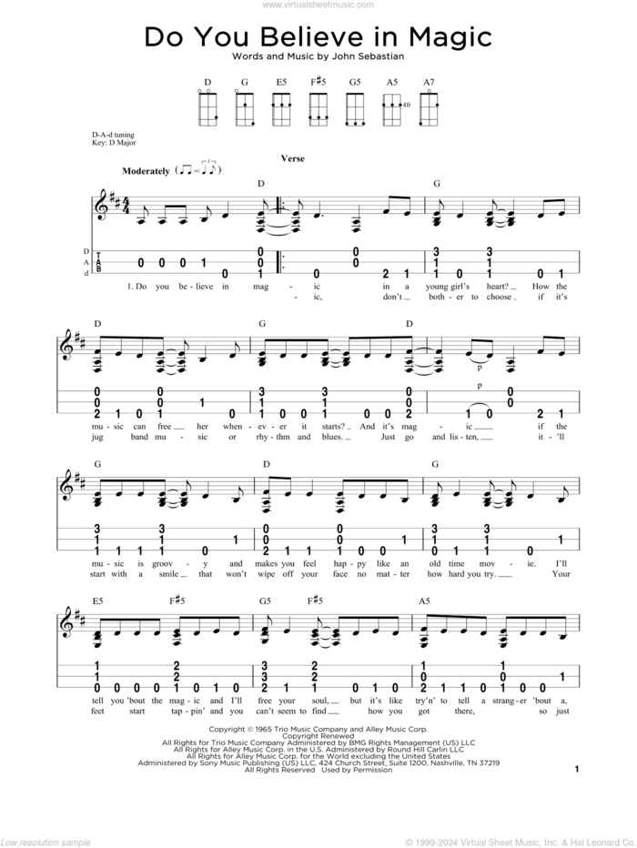 Do You Believe In Magic sheet music for dulcimer solo by Lovin' Spoonful and John Sebastian, intermediate skill level