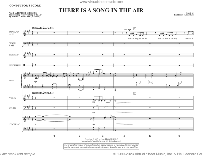 There Is A Song In The Air (COMPLETE) sheet music for orchestra/band by Heather Sorenson, Heather Sorenson and Josiah G. Holland and Josiah G. Holland, intermediate skill level