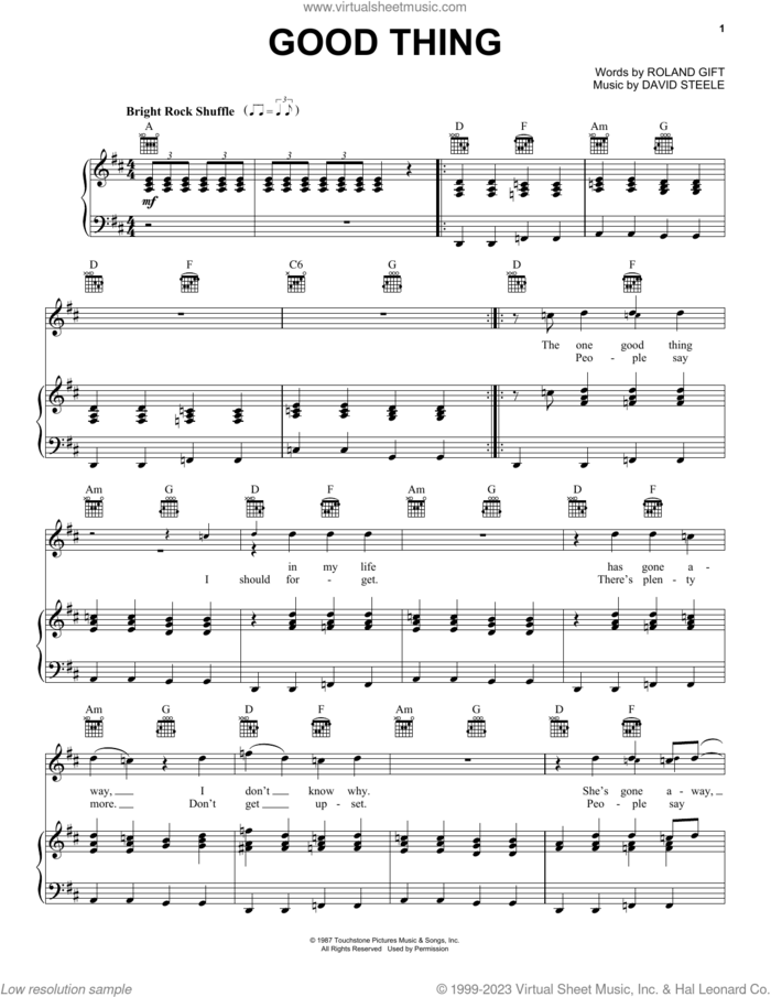 Good Thing sheet music for voice, piano or guitar by Fine Young Cannibals, David Steele and Roland Gift, intermediate skill level