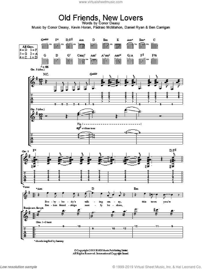 Old Friends, New Lovers sheet music for guitar (tablature) by The Thrills, intermediate skill level