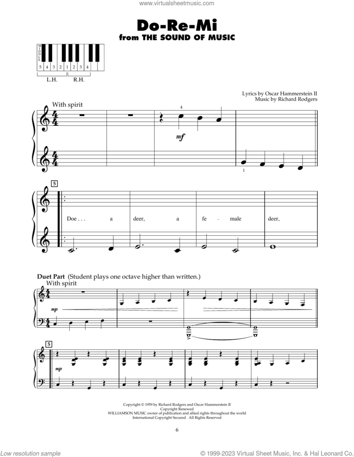 Do-Re-Mi (from The Sound Of Music) sheet music for piano solo (5-fingers) by Richard Rodgers, Oscar II Hammerstein and Rodgers & Hammerstein, beginner piano (5-fingers)