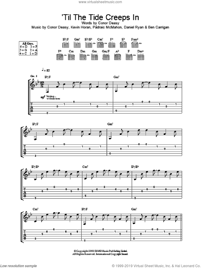'Til The Tide Creeps In sheet music for guitar (tablature) by The Thrills, intermediate skill level