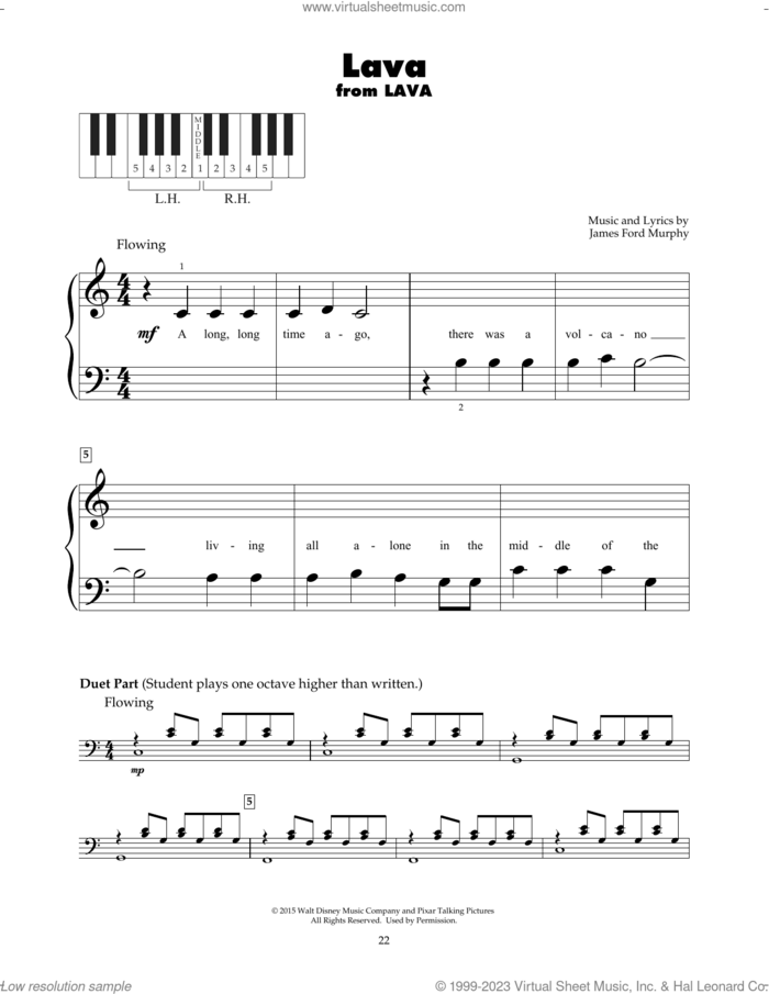 Lava sheet music for piano solo (5-fingers) by James Ford Murphy, beginner piano (5-fingers)