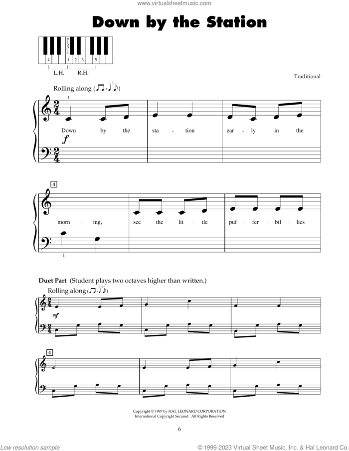 Down By The Station sheet music for piano solo (5-fingers), beginner piano (5-fingers)