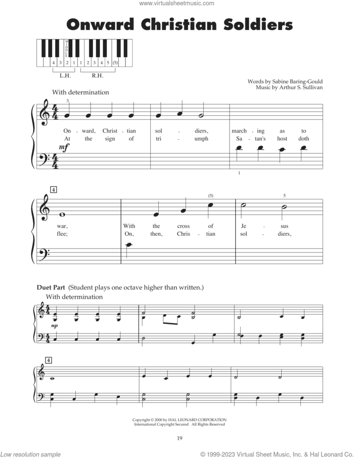 Onward, Christian Soldiers (arr. Carol Klose) sheet music for piano solo (5-fingers) by Arthur Sullivan, Carol Klose and Sabine Baring-Gould, beginner piano (5-fingers)